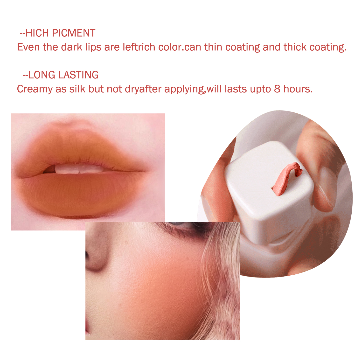 Long-Lasting Vegan 2-in-1 Mousse Lip & Cheek Stick -, 