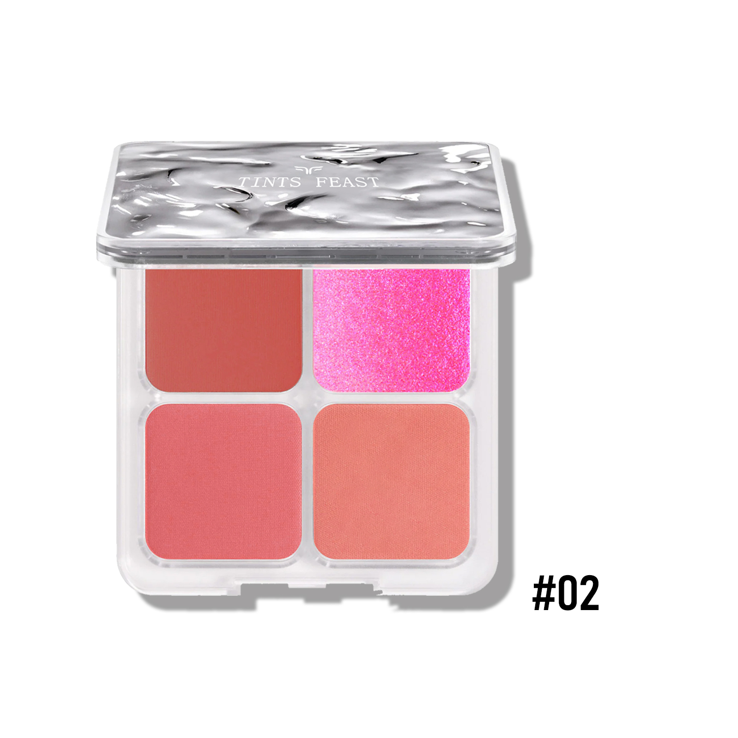 Ultra-pigmented matte blushes + High shine blush lighter formulas 4 color palette