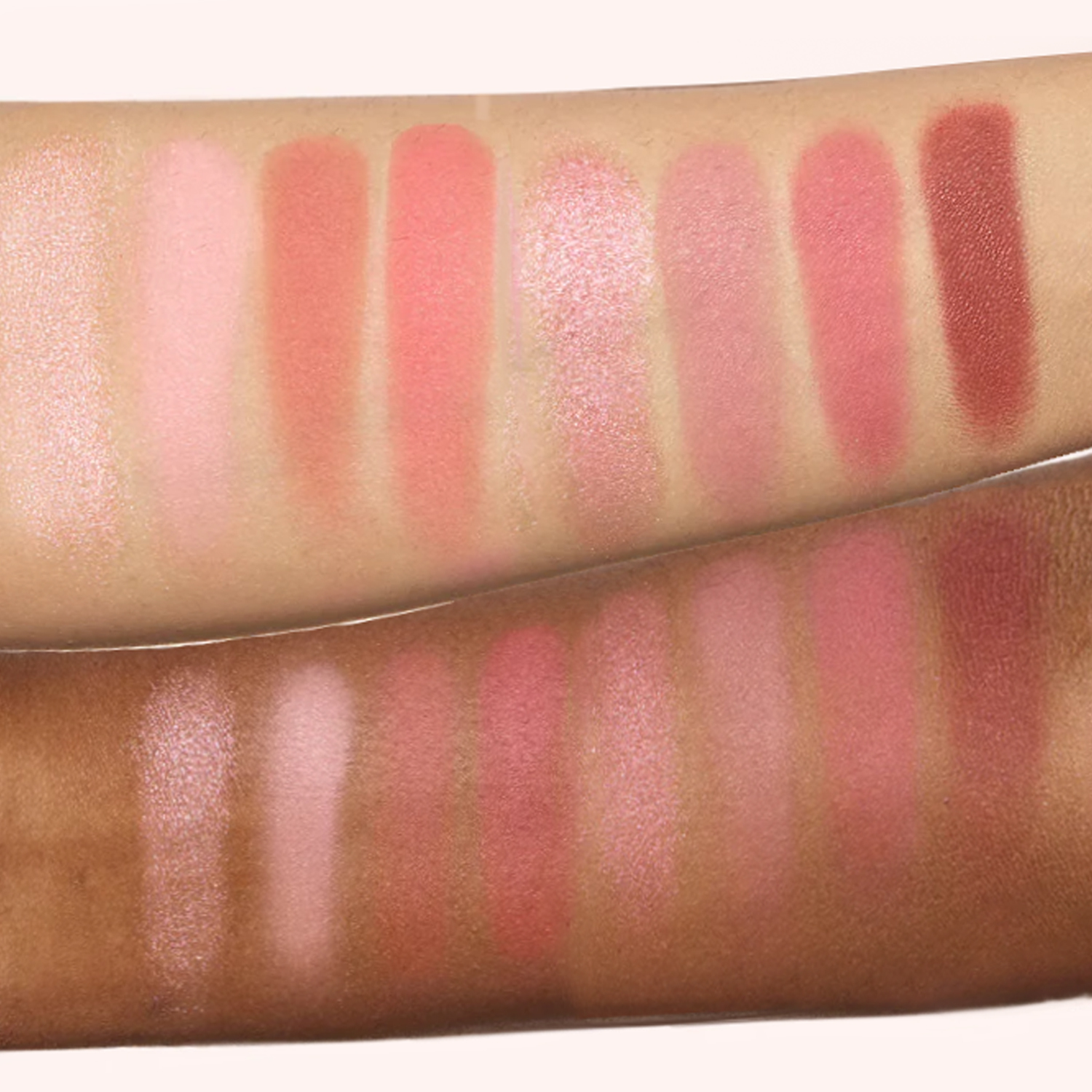 Ultra-pigmented matte blushes + High shine blush lighter formulas 4 color palette