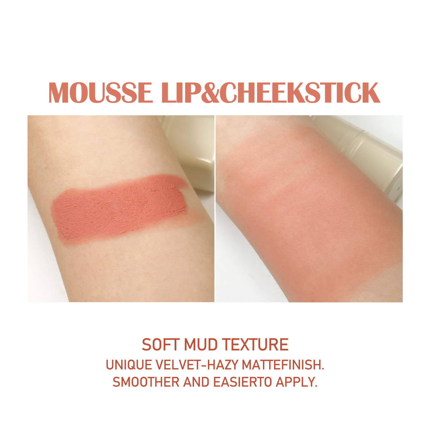 Long-Lasting Vegan 2-in-1 Mousse Lip & Cheek Stick -, 