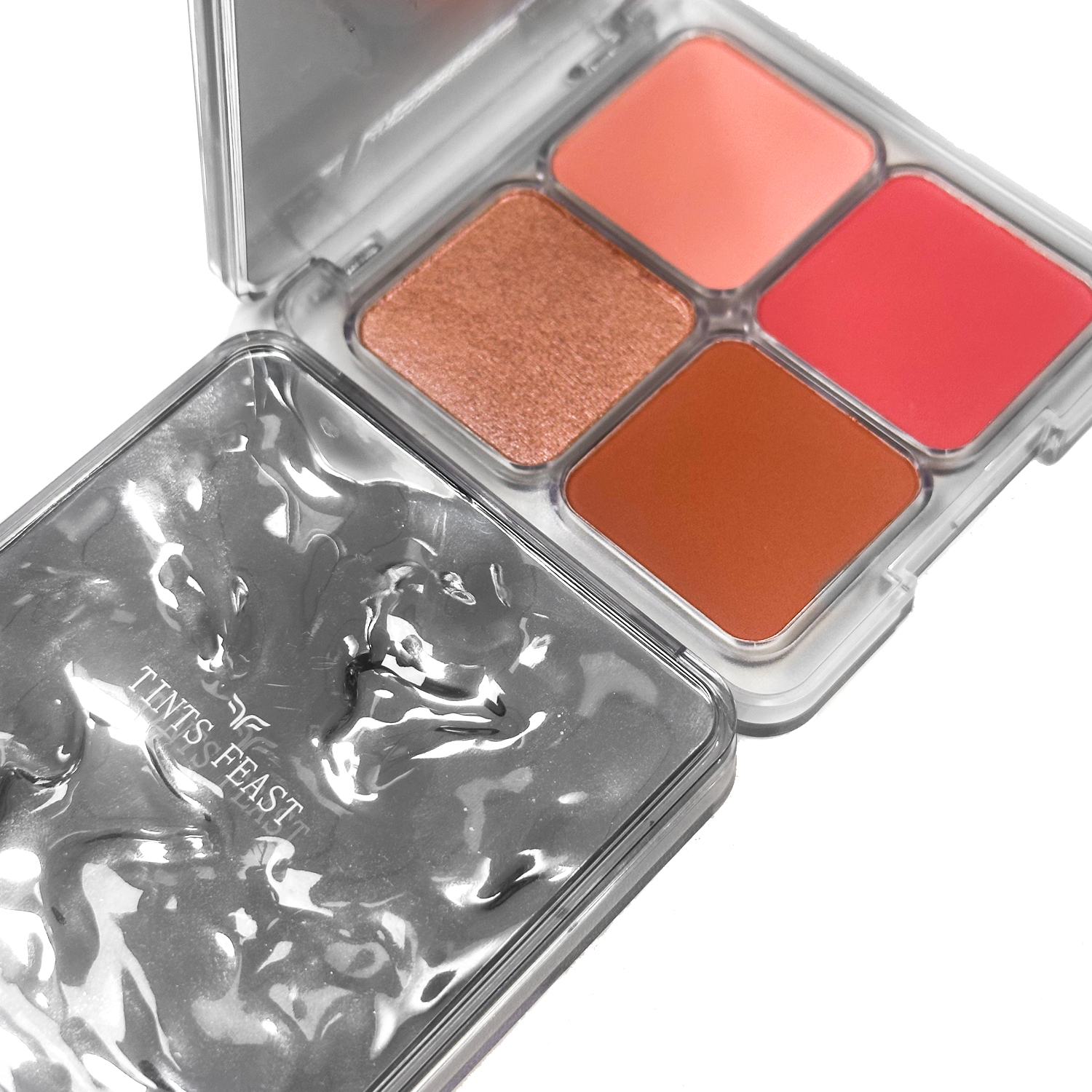 Ultra-pigmented matte blushes + High shine blush lighter formulas 4 color palette